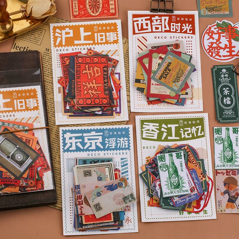 

40pcs Random Old Time Sticker, Multicolor