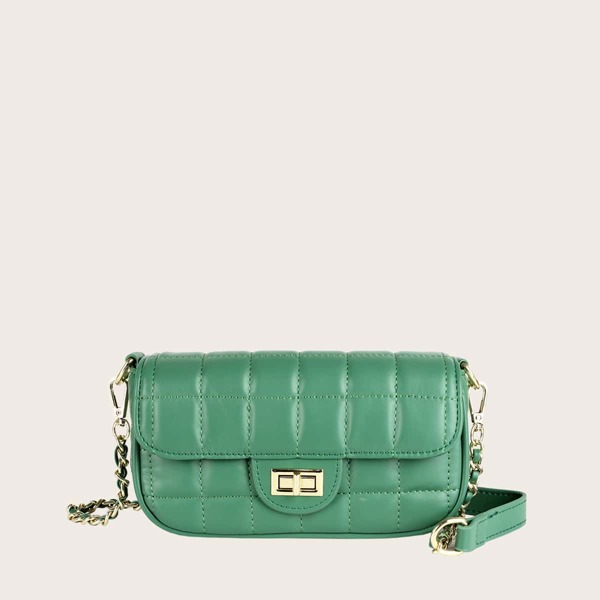 

Turn-Lock Quilted Crossbody Bag, Green