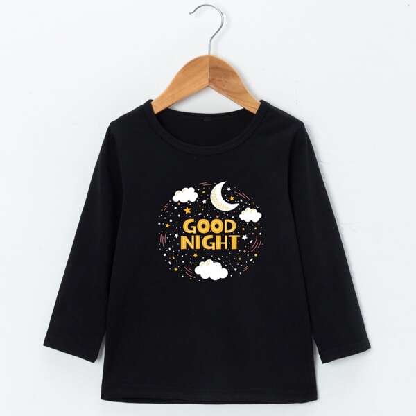 

Toddler Girls Galaxy And Slogan Graphic Tee, Black