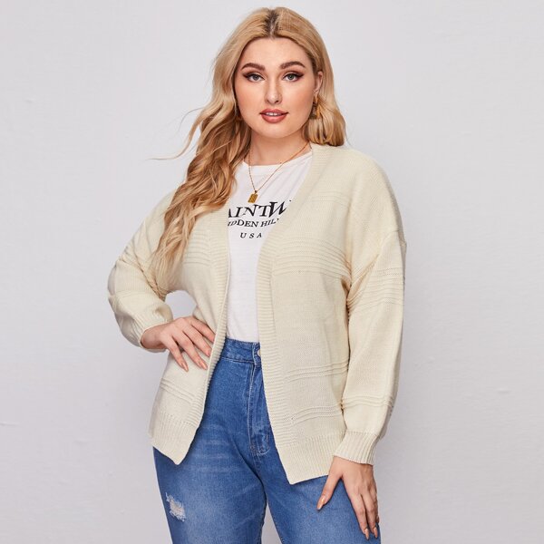 

Plus Open Front Drop Shoulder Cardigan, Beige