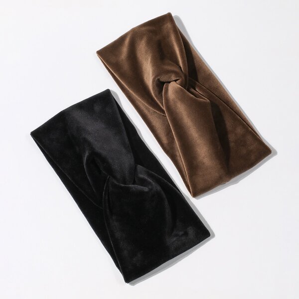 

2pcs Simple Plain Headband, Multicolor