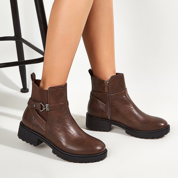 

Minimalist Wide Fit Combat Boots, Coffee brown