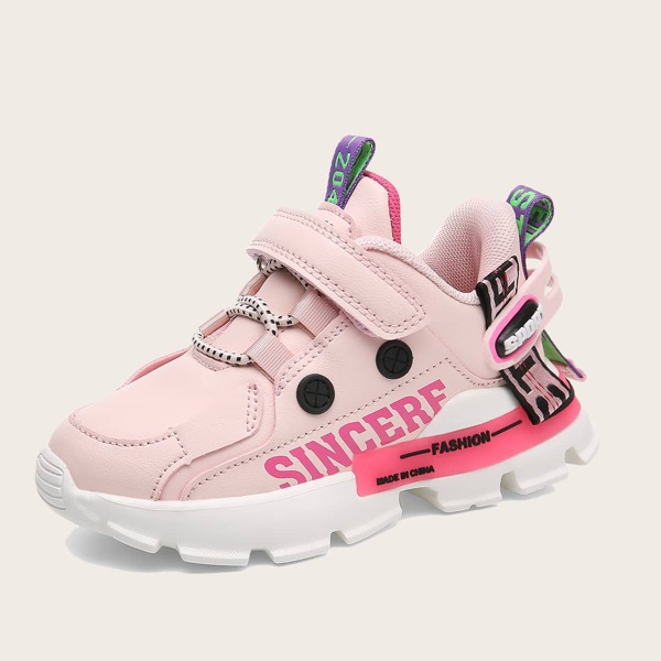 

Boys Letter Graphic Velcro Strap Chunky Sneakers, Pink