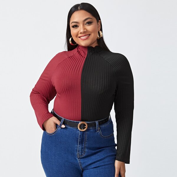 

Plus Two Tone Raglan Sleeve Tee, Multicolor