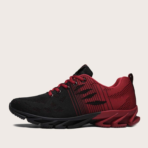 

Men Lace-up Front Two Tone Knit Sneakers, Black