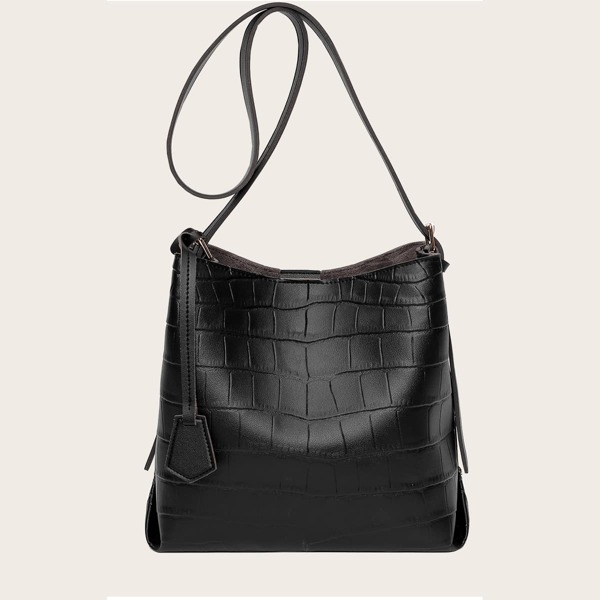 

Croc Embossed Crossbody Bag, Black