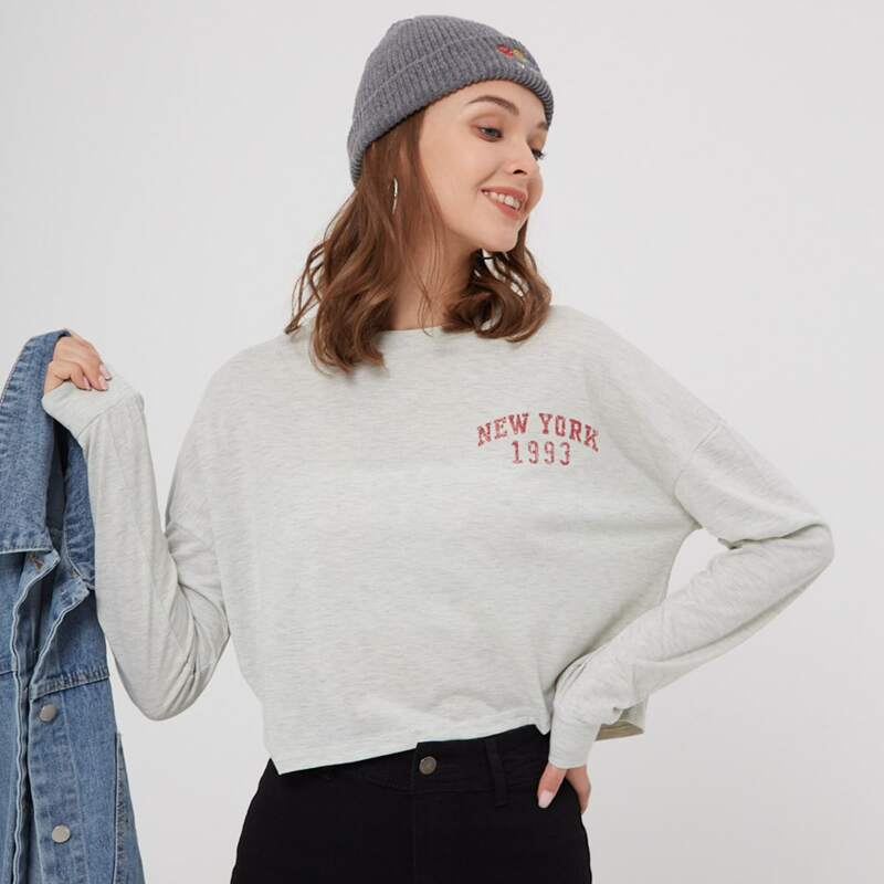 

Letter Graphic Drop Shoulder Tee, Light grey