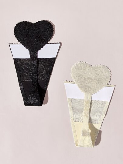 طقم سترة سي قلب الشكل من الدانتيل قطعتين