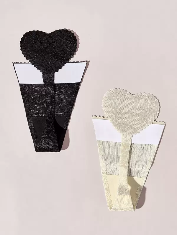 pic Lace Heart 2pack lace heart shaped c string thong set