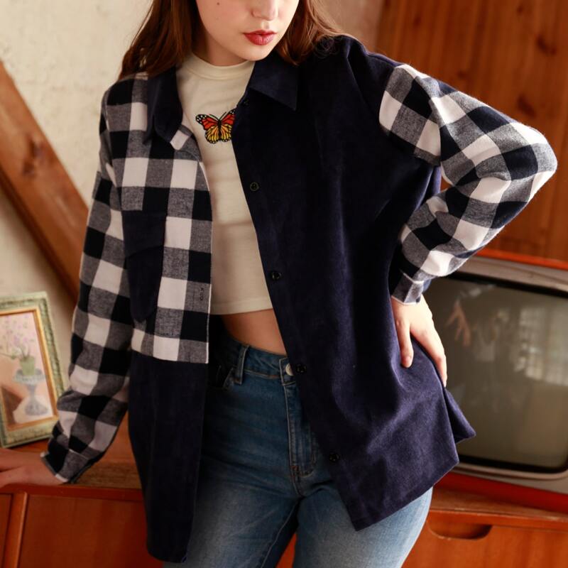 

Corduroy Gingham Overshirt, Multicolor