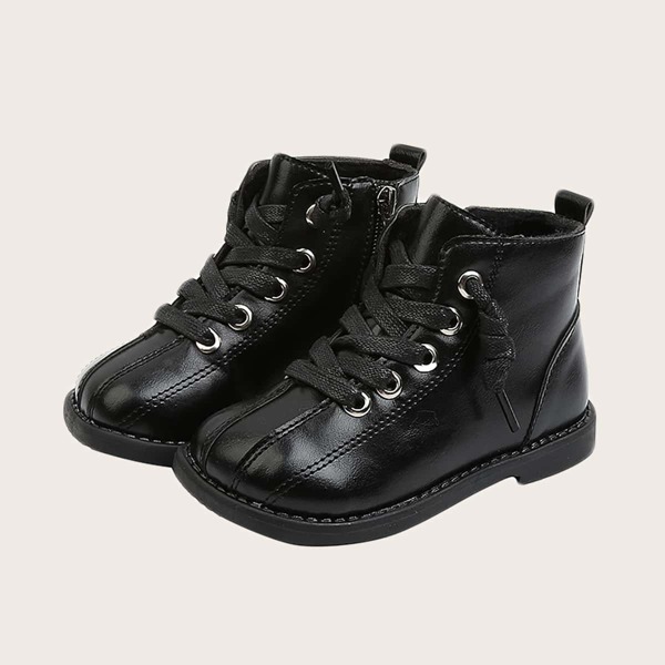 

Toddler Girls Wide Fit Lace-up Front Boots, Black