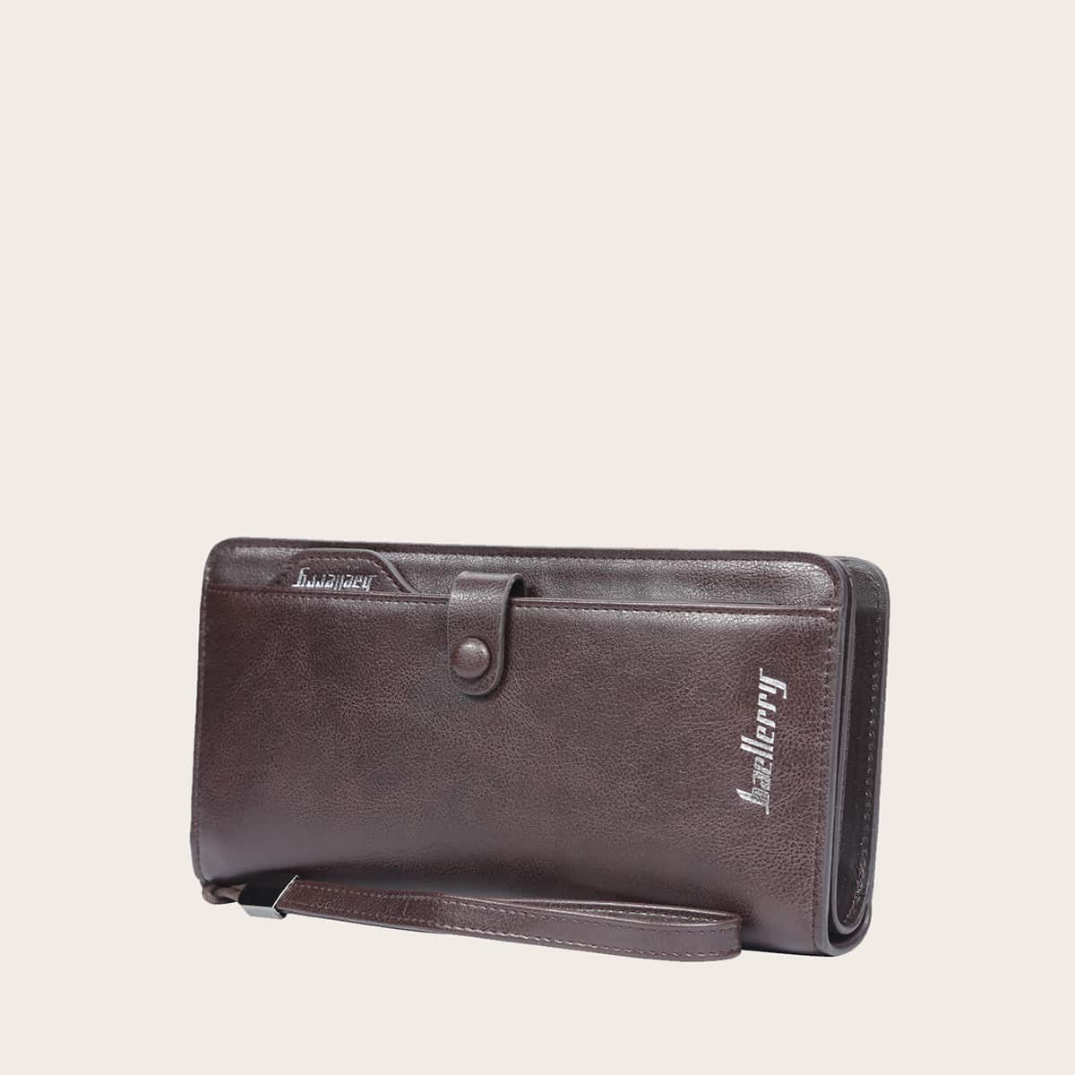 

Guys Letter Graphic Long Purse With Wristlet, Coffee brown