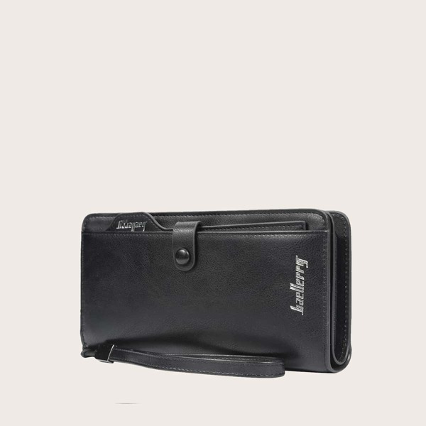 

Men Letter Graphic Long Purse With Wristlet, Black