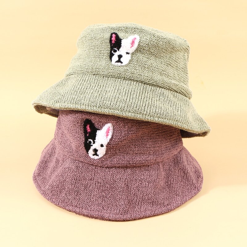 

2pcs Guys Cartoon Embroidery Bucket Hat, Multicolor