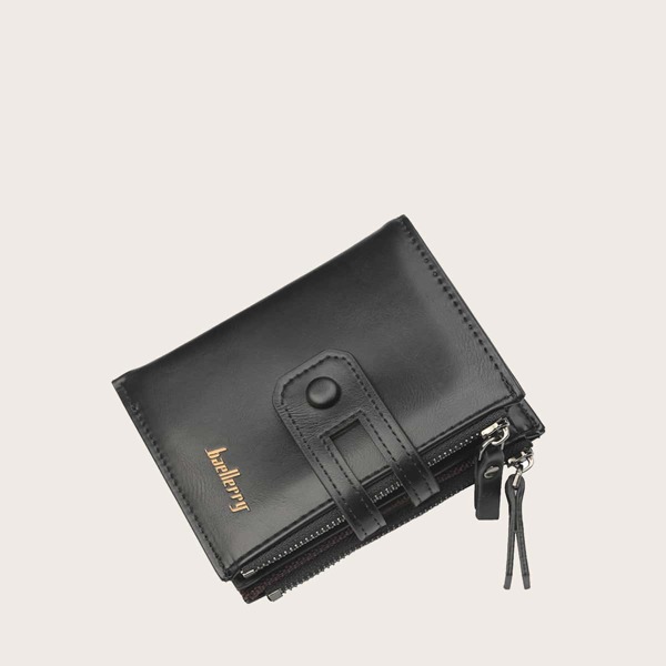 Men Letter Graphic Fold Over Purse, Black