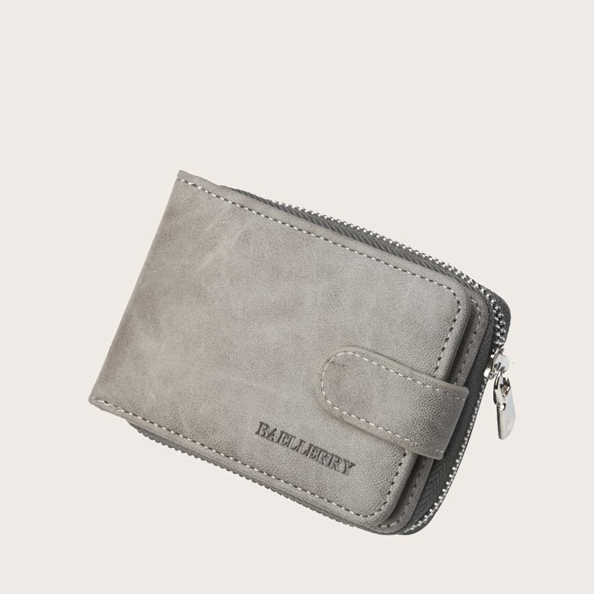 

Guys Letter Graphic Zipper Around Purse, Light grey