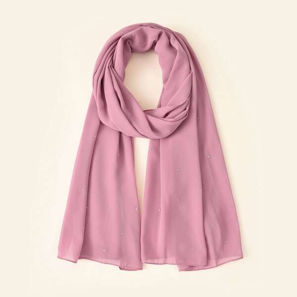 

Rhinestone Decor Scarf, Pink