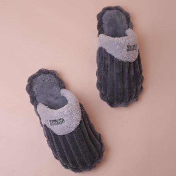 

Men Letter Embroidery Bedroom Slippers, Dark grey