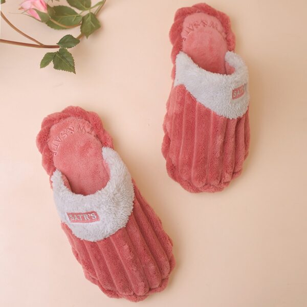 

Two Tone Letter Embroidery Bedroom Slippers, Red
