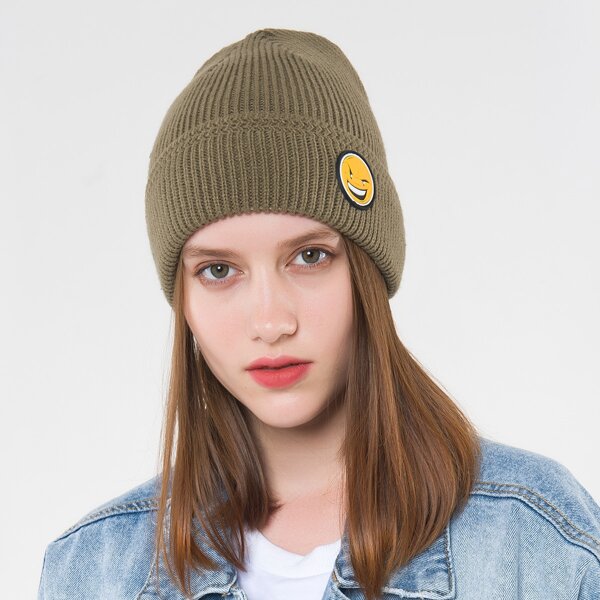 

Cartoon Patched Knit Beanie, Green