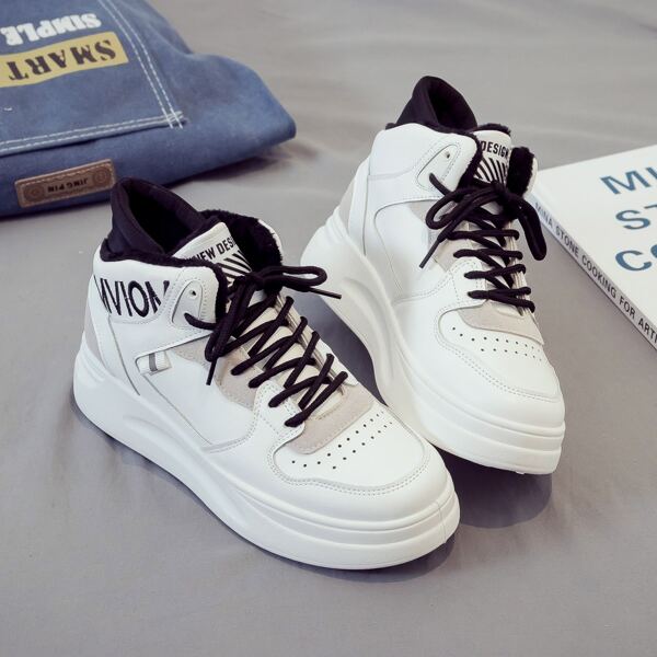 

Letter Graphic Lace-up Front Sneakers, White