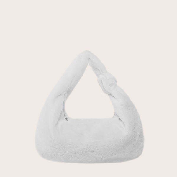

Minimalist Fluffy Baguette Bag, White