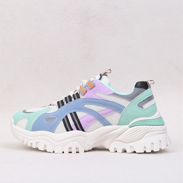 

Lace-up Front Mesh Panel Chunky Sneakers, Multicolor