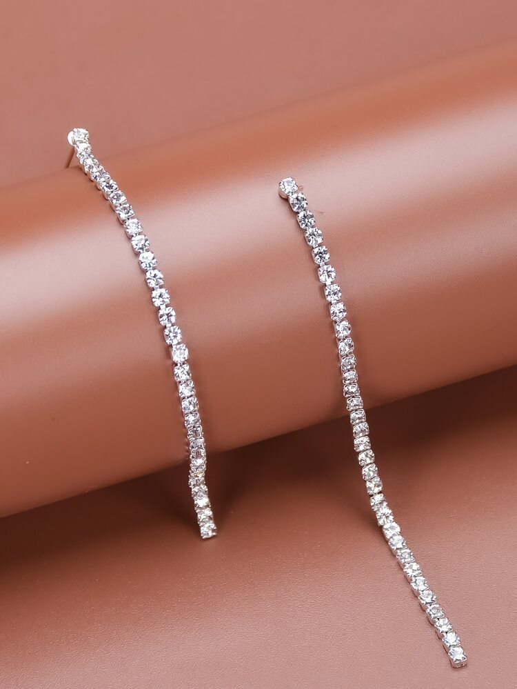 ラインストーン ロング ストリップ ドロップピアス | SHEIN JAPAN