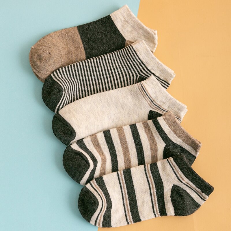 

5pairs Guys Striped Pattern Socks, Multicolor