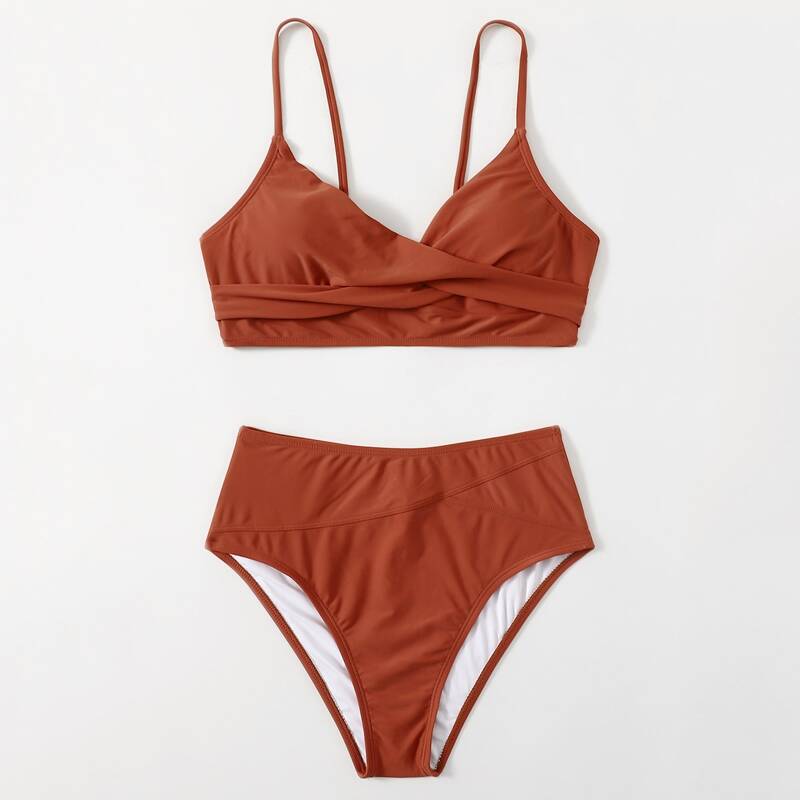 

Twist Front High Waisted Bikini Swimsuit, Red