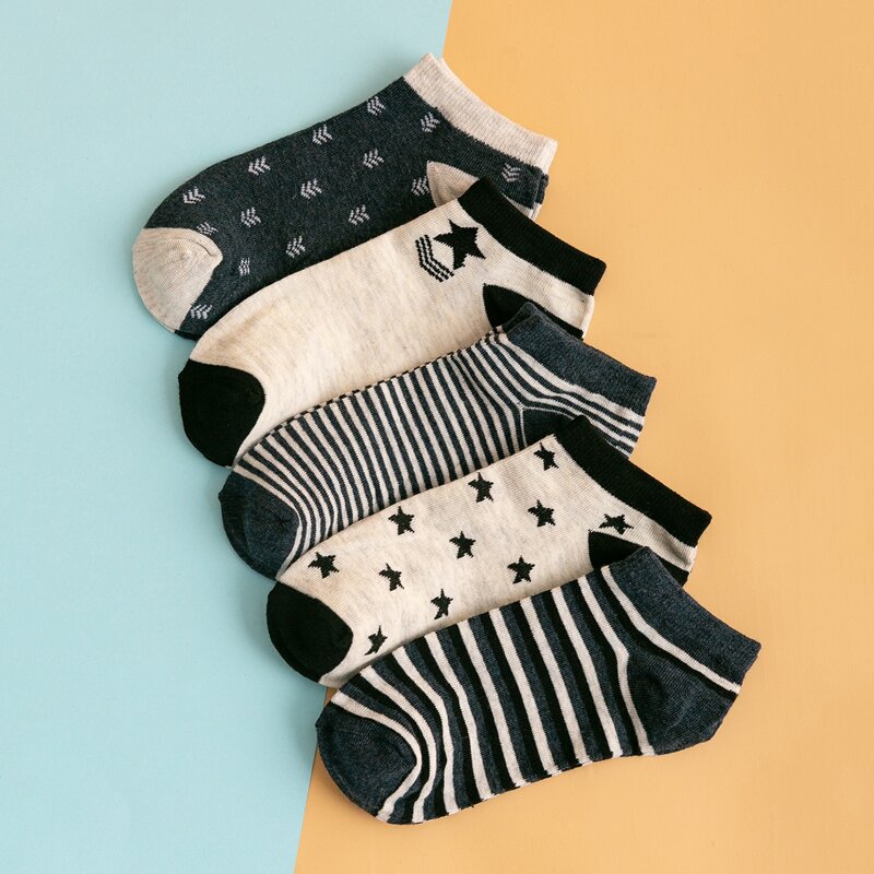 

5pairs Guys Striped Pattern Socks, Multicolor