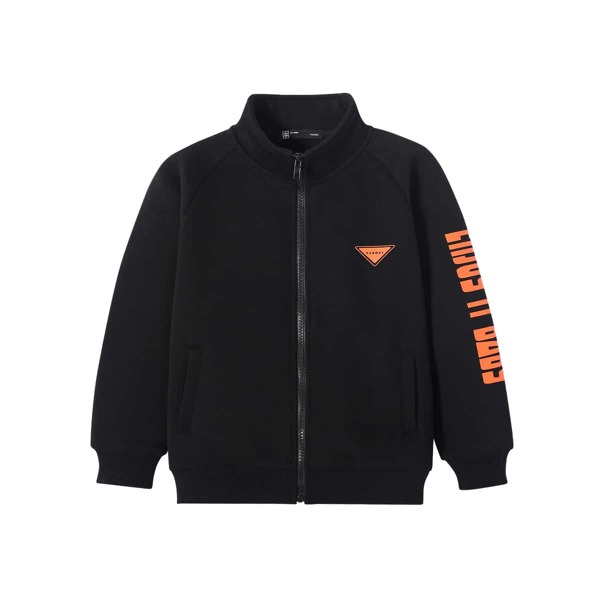 

Boys Letter Graphic Raglan Sleeve Jacket, Black