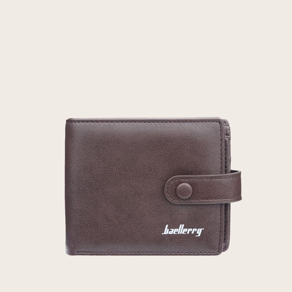 

Men Letter Graphic Fold Over Small Wallet, Coffee brown