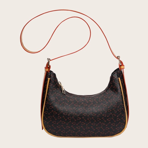

Graphic Shoulder Bag, Coffee brown