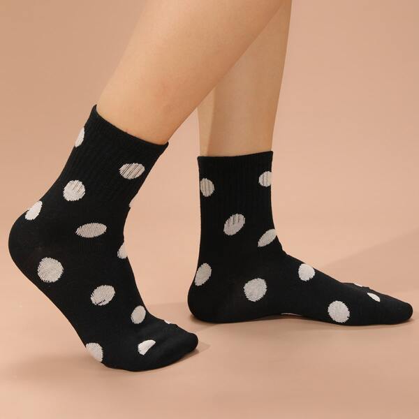 

Polka Dot Pattern Socks, Black