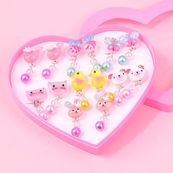 

7pairs Girls Animal Drop Earrings, Multicolor
