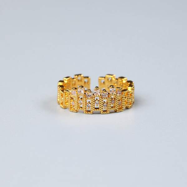 

Rhinestone Hollow Out Ring, Gold