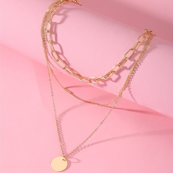 

Round Charm Layered Necklace, Gold