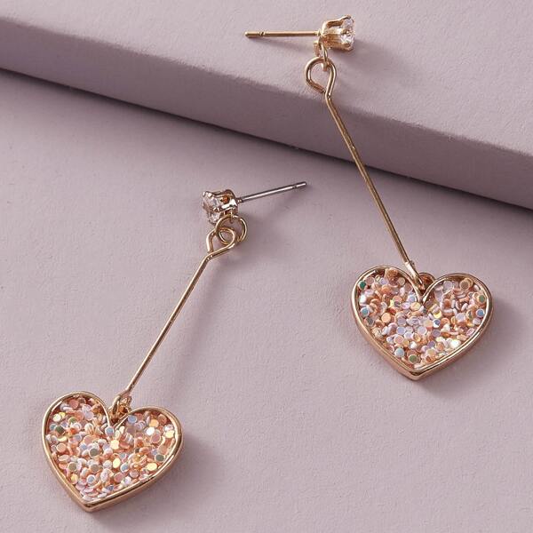 

Rhinestone Heart Drop Earrings, Multicolor