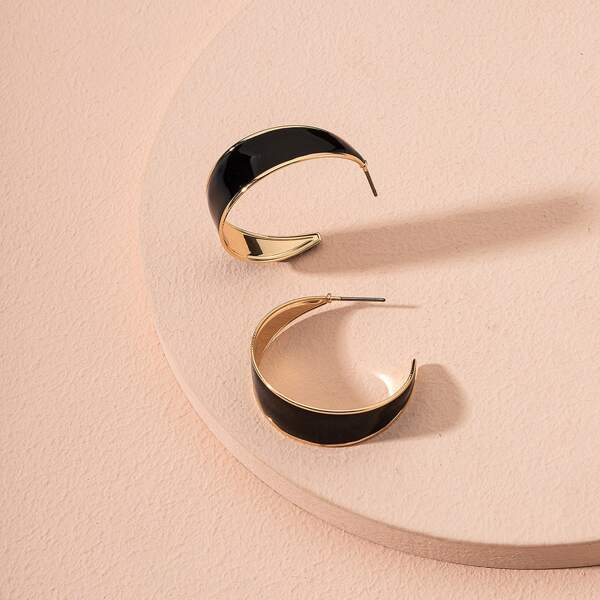 

Cuff Hoop Earrings, Black
