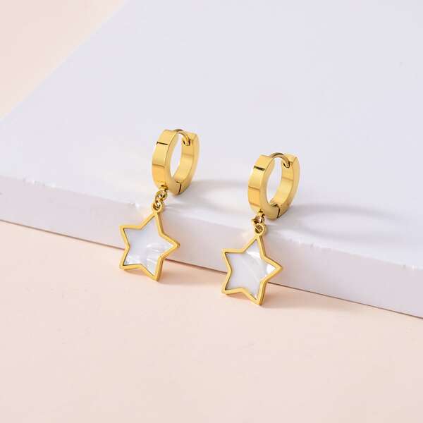 

Star Drop Earrings, Gold