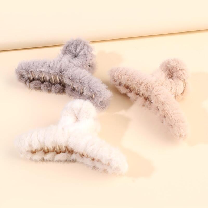 

3pcs Fluffy Hair Claw, Multicolor