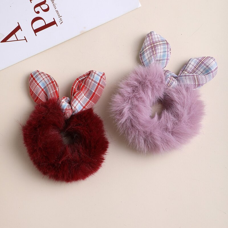 

2pcs Ear Decor Fluffy Scrunchie, Multicolor
