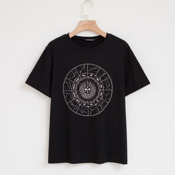 

Galaxy And Letter Graphic Tee, Black