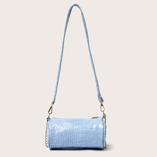 

Croc Embossed Chain Bucket Bag, Blue
