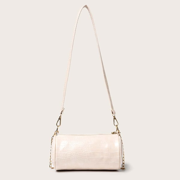 

Croc Embossed Chain Bucket Bag, White