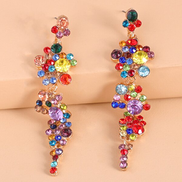 

Rhinestone Drop Earrings, Multicolor
