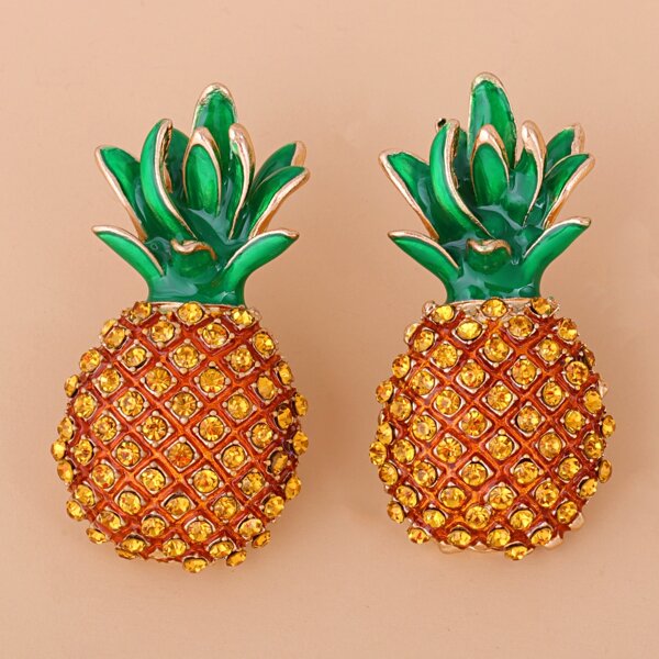 

Rhinestone Fruit Stud Earrings, Orange