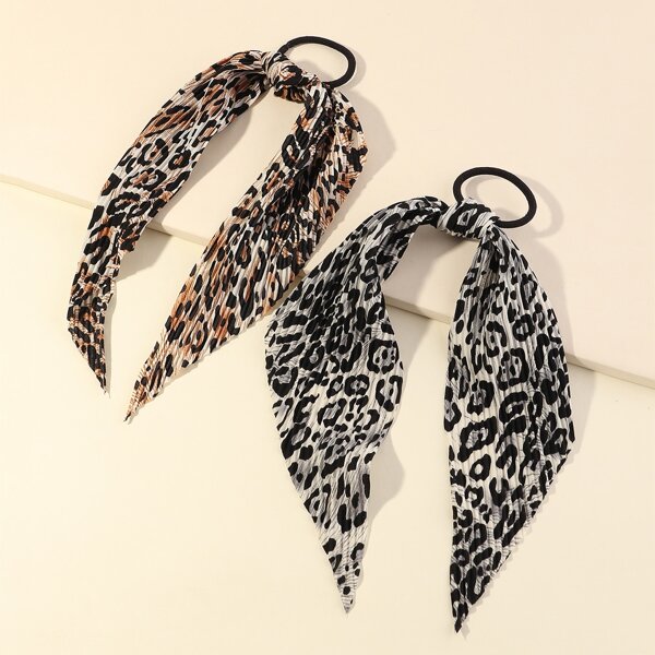 

2pcs Leopard Pattern Hair Tie, Multicolor