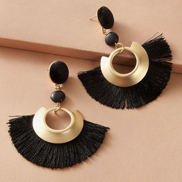 

Tassel Drop Earrings, Black